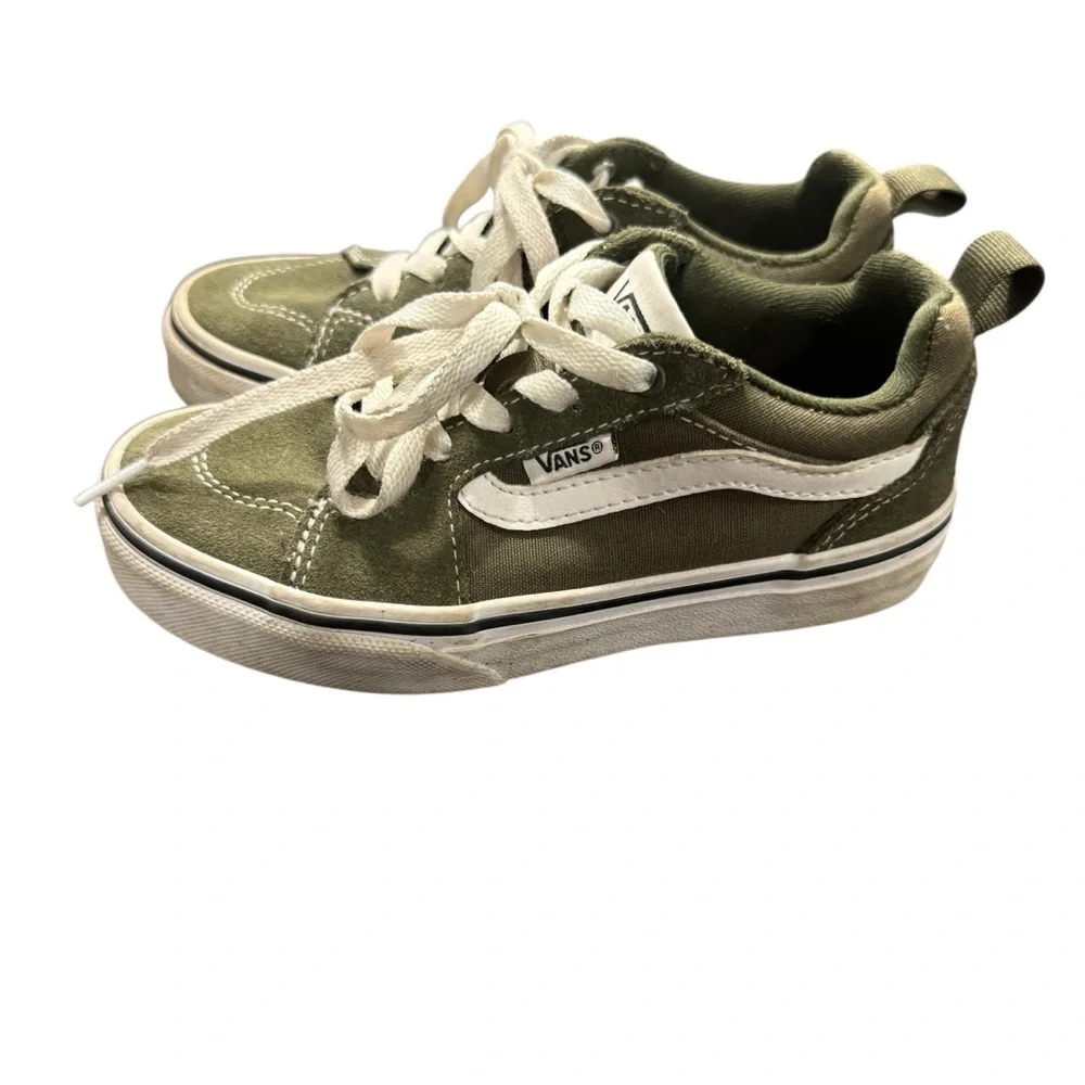 Vans Kids Olive Green Suede High-Top Sneakers with White Accents size 13